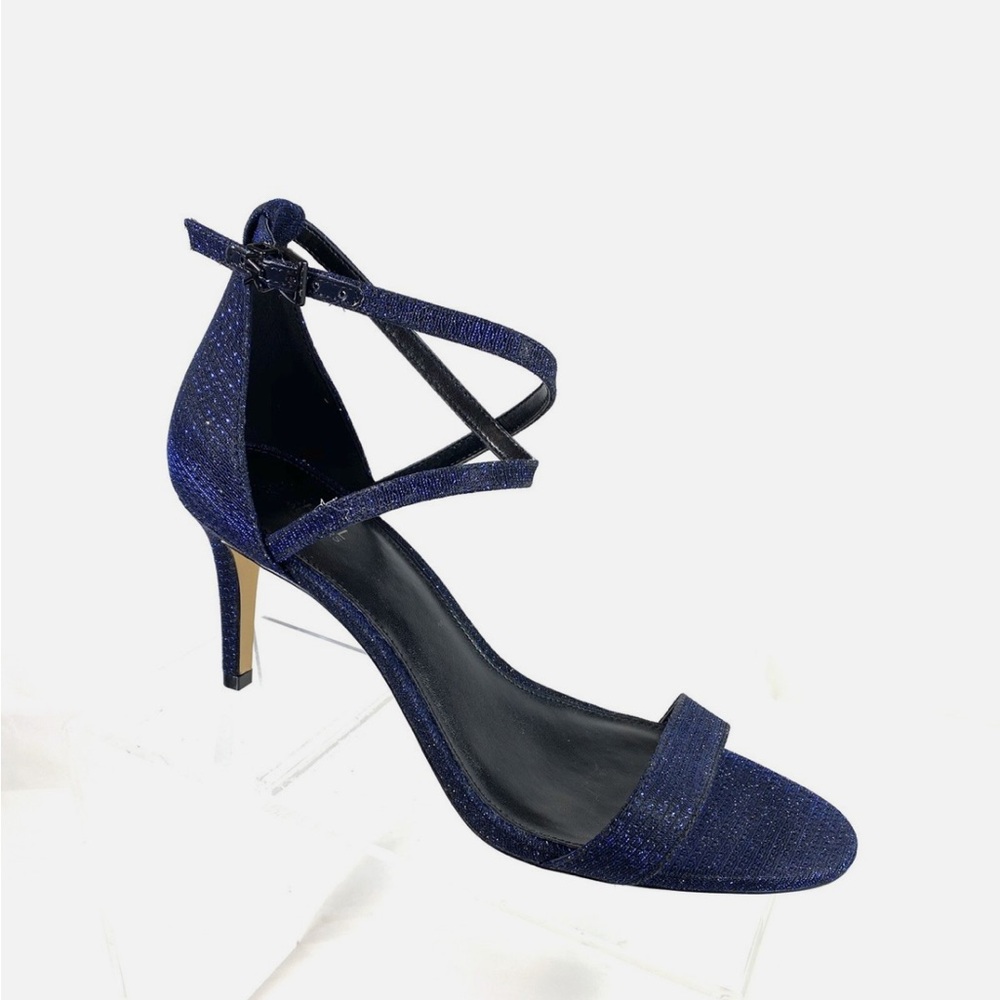 NEW Michael Kors Ava Evening Heel Sandals, Blue Admiral Glitter, 7.5